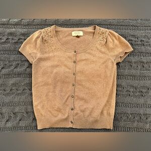Sonoma Brown Short Sleeve Button-Up Cardigan (Women's Small)